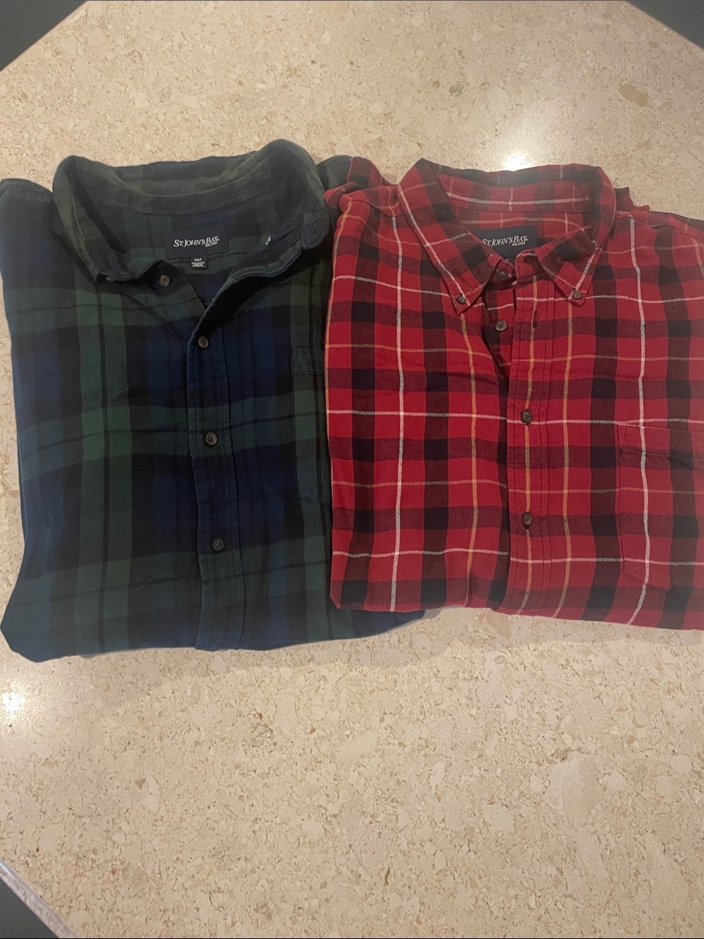 2 St. John's Bay Plaid Button-Down Shirts